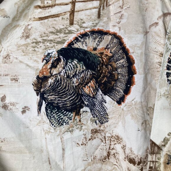 Mens North River Hunting Turkey Button Shirt Short Sleeve 2XL Cream Brown Cotton - Picture 6 of 7